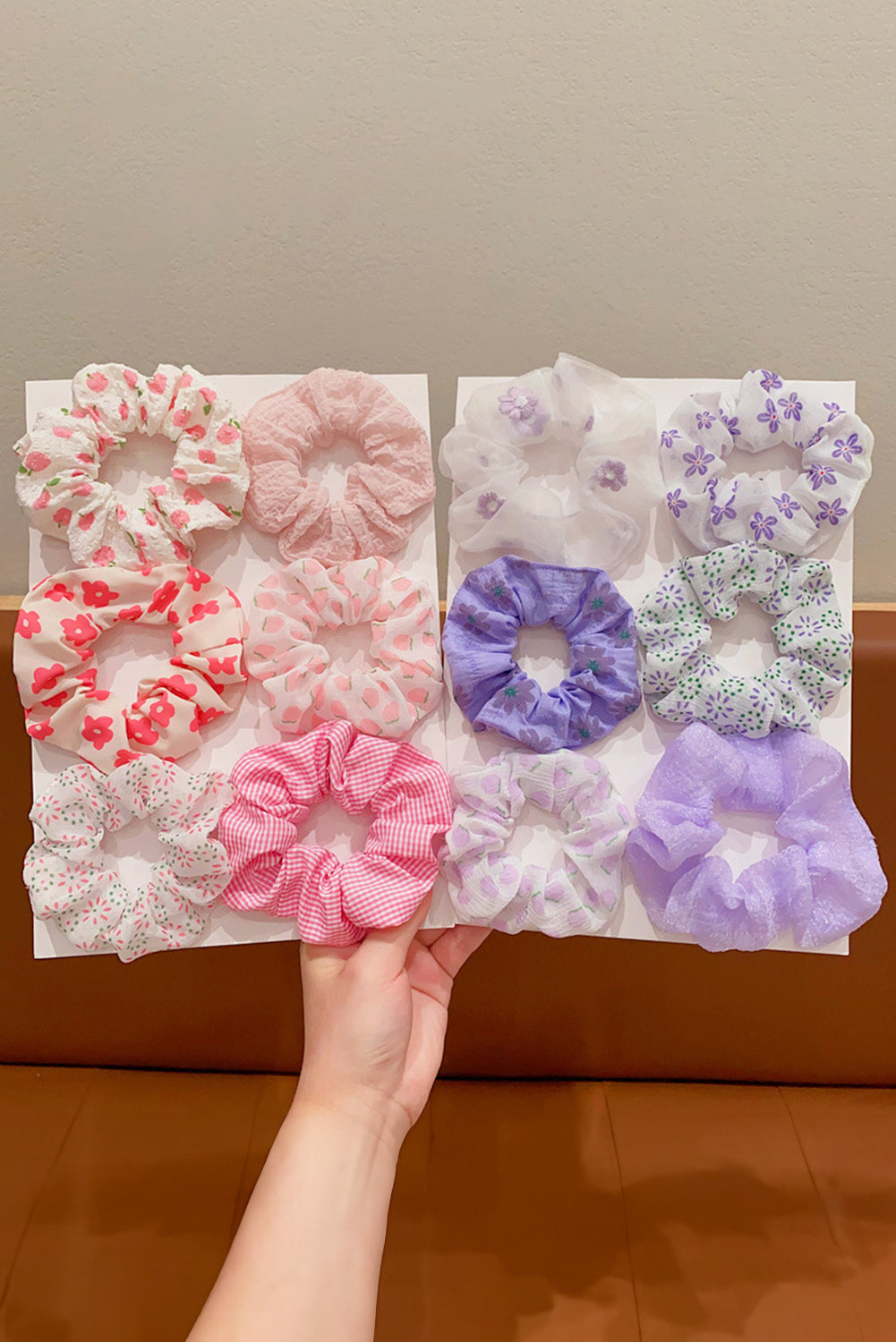 Wisteria 6pcs Floral Print Elastic Scrunchies Hair Accessory
