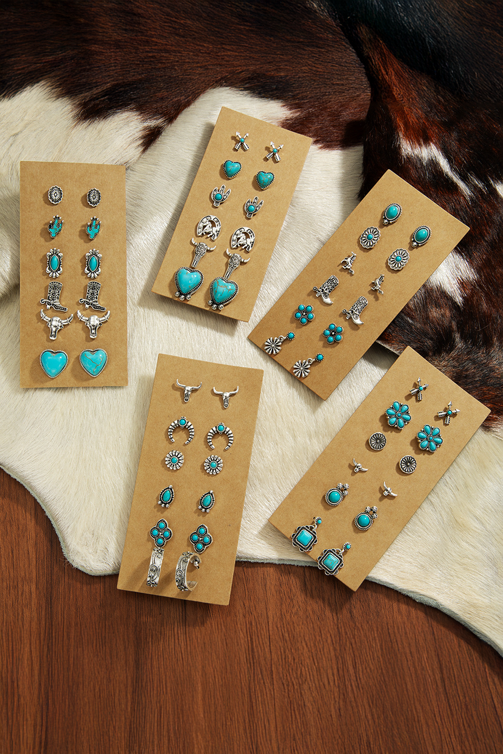 Turquoise Vintage Turquoise Western Pattern Stud Earrings