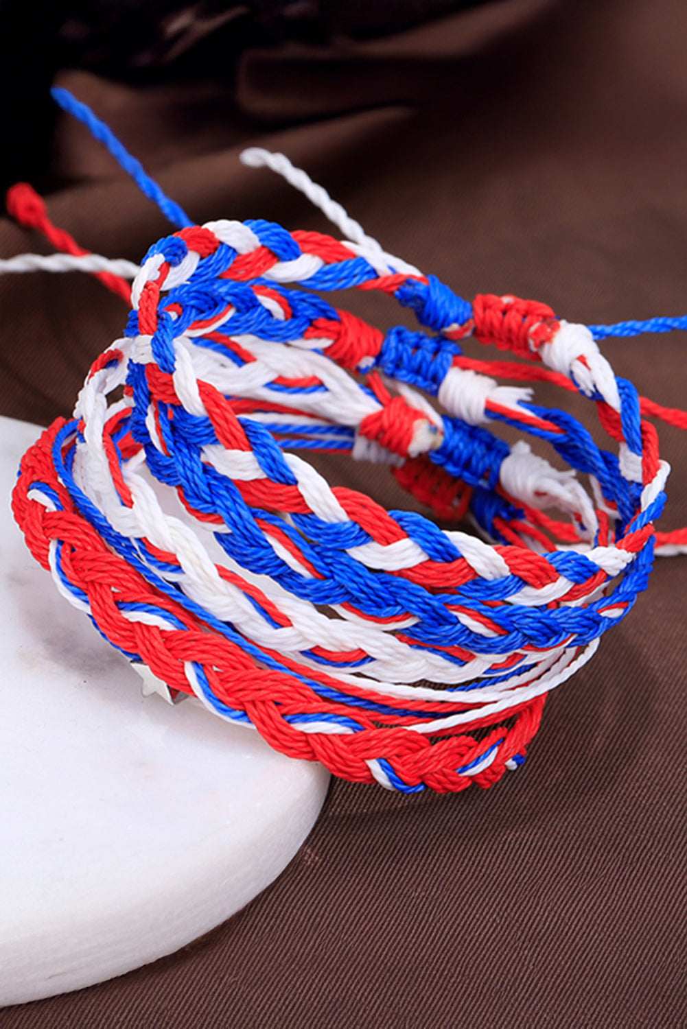 Blue Independent Day Braided Multi Layer Bracelet