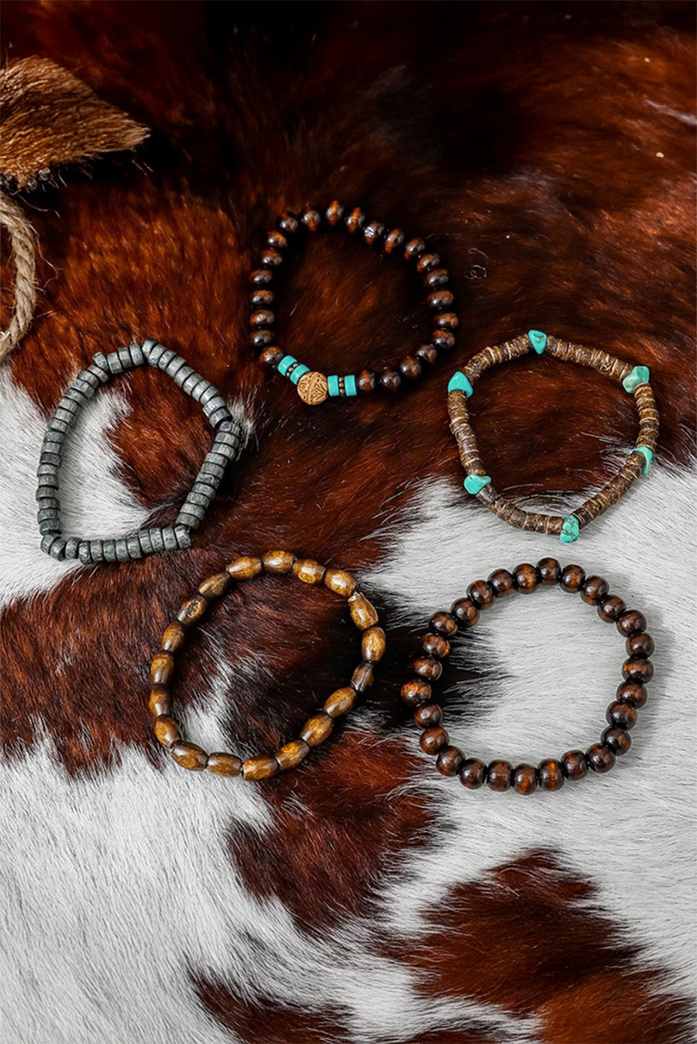 Chestnut Boho Turquoise Wooden Beaded Multi Layer Bracelet