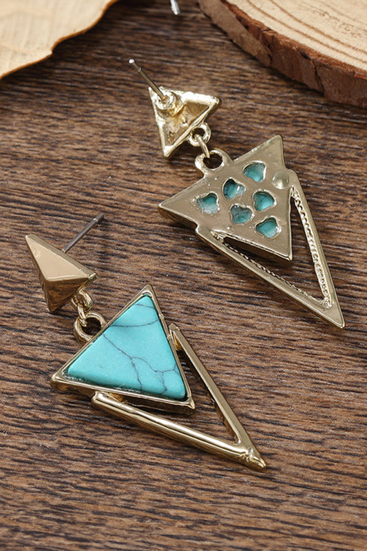Three Triangles Turquoise Decor Stud Dangle Earrings