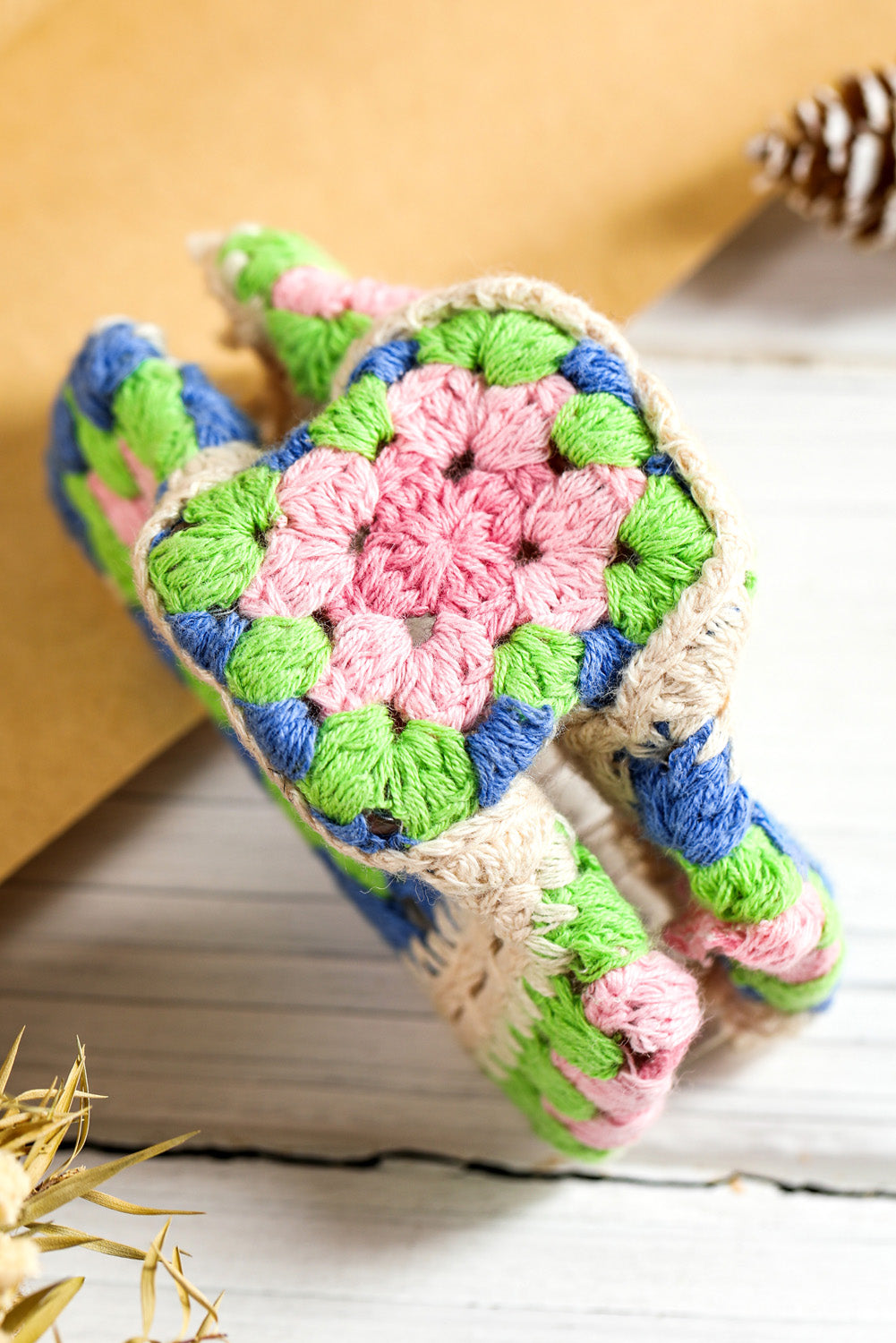 Dark Blue Flower Crochet Cover Hair Clawclip