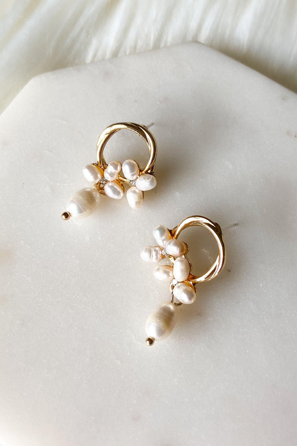 Gold Plated Hoop Pearl Casual Wear Stud Earring