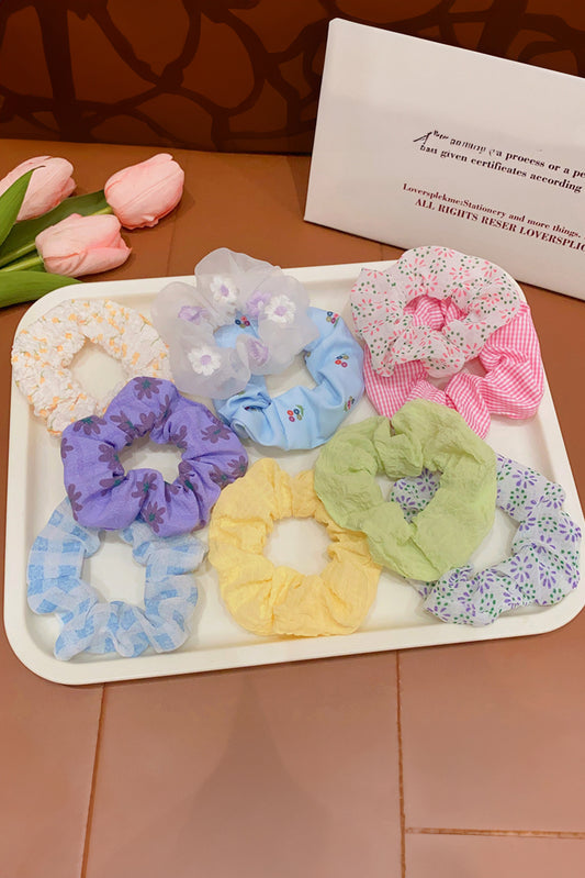 Wisteria 6pcs Floral Print Elastic Scrunchies Hair Accessory