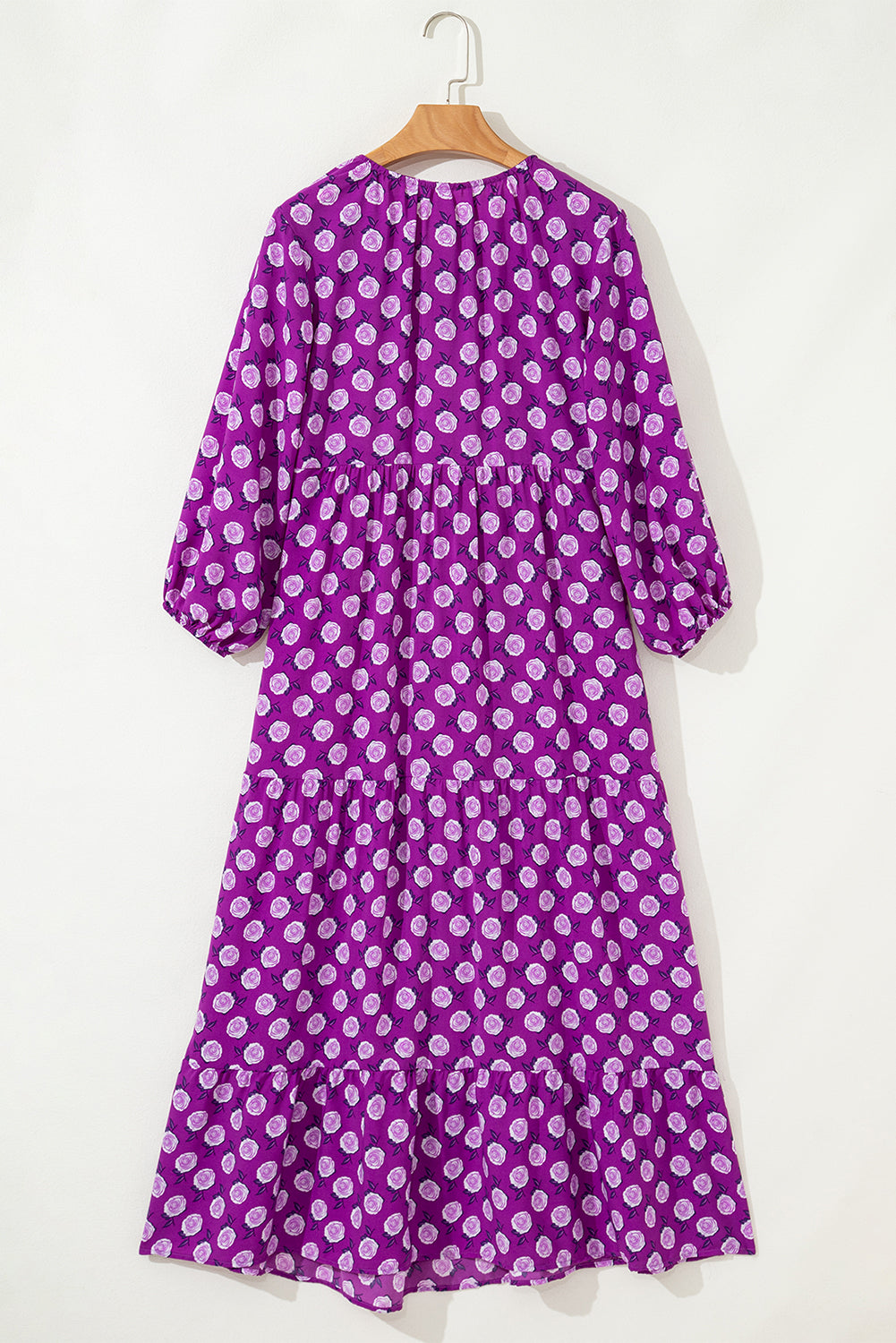 Purple Boho Printed Half Sleeve Maxi Dress