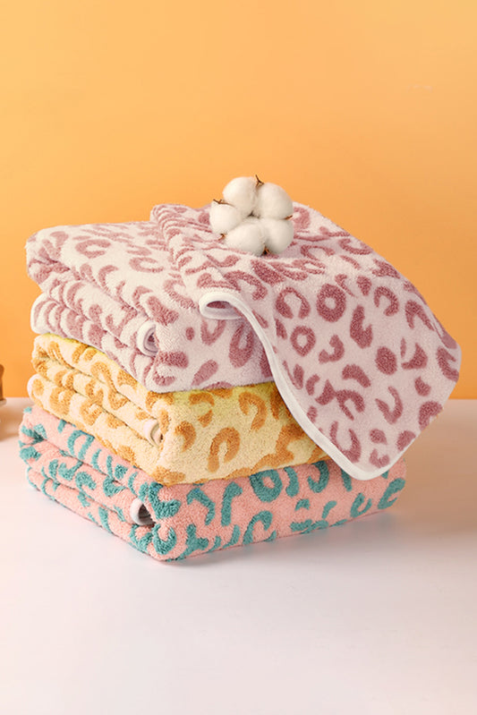 Pink Plush Leopard Pattern Bath Towel