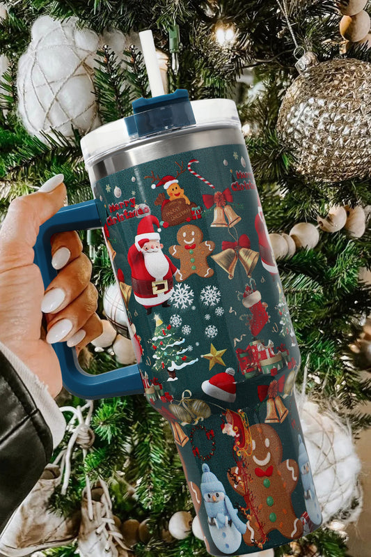 Sail Blue Christmas Print Handled Stainless Steel Tumblers 40oz