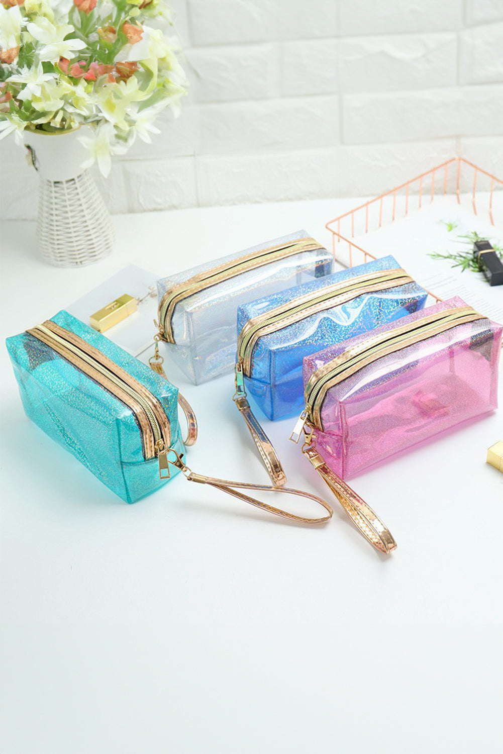 Bristol Black Basic Solid Color PU Square Makeup Bag