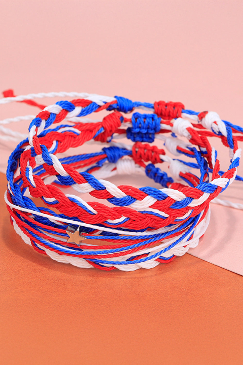 Blue Independent Day Braided Multi Layer Bracelet