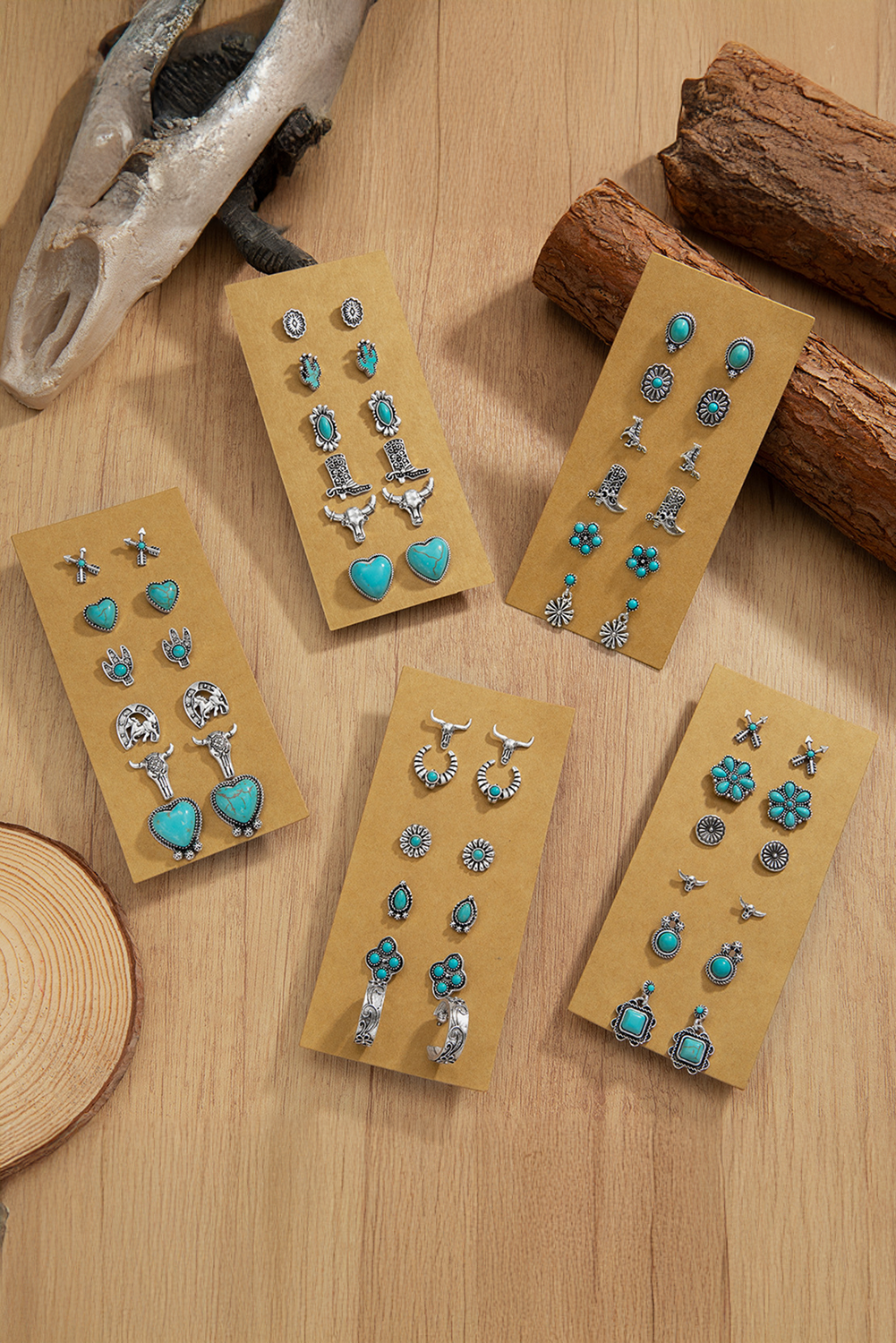 Turquoise Vintage Turquoise Western Pattern Stud Earrings