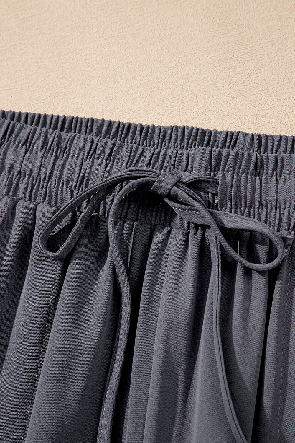 Gray Drawstring Elastic Waistband Pocketed Cropped Jogger Pants