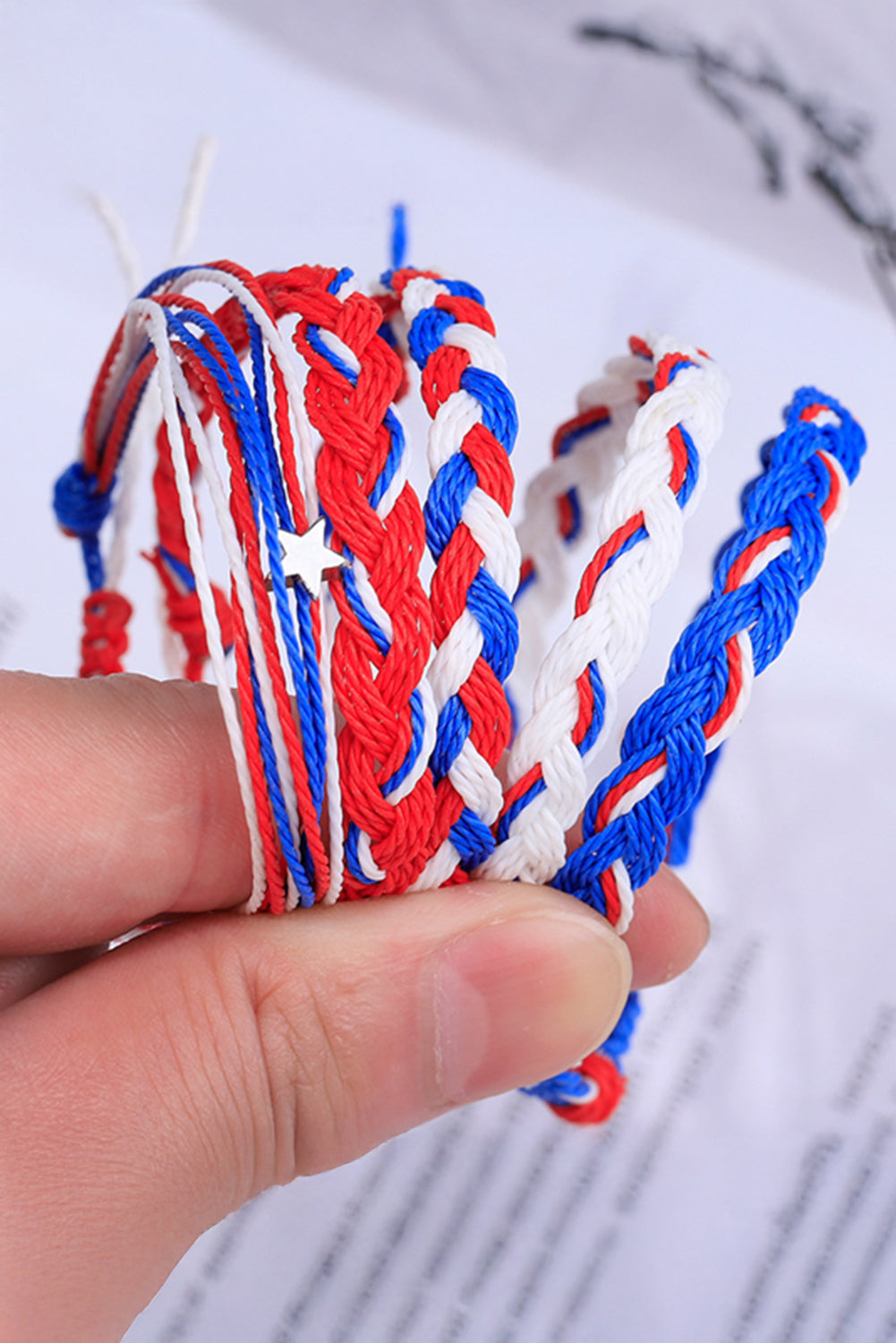 Blue Independent Day Braided Multi Layer Bracelet