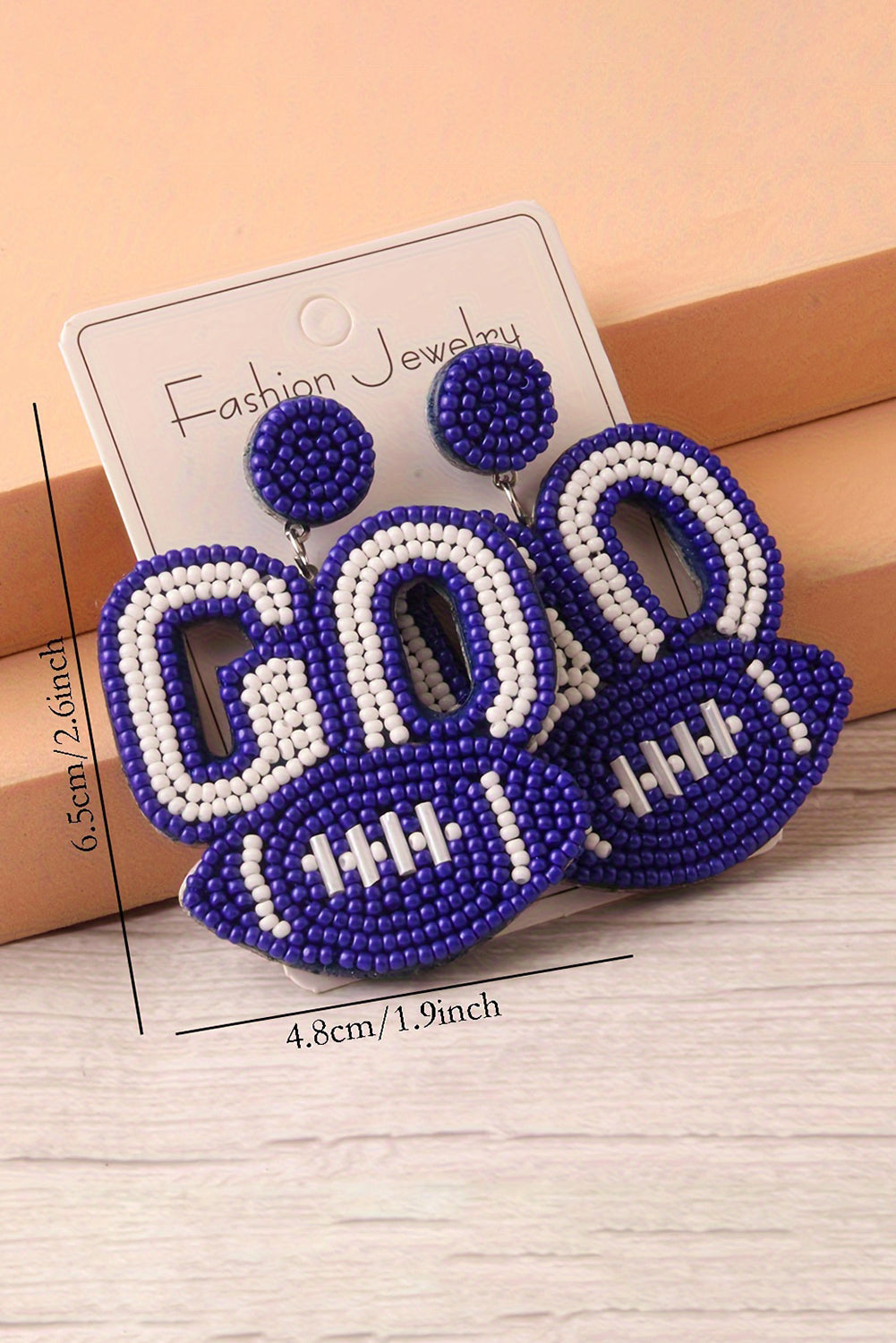 Bluing Beaded Go Rugby Football Earrings
