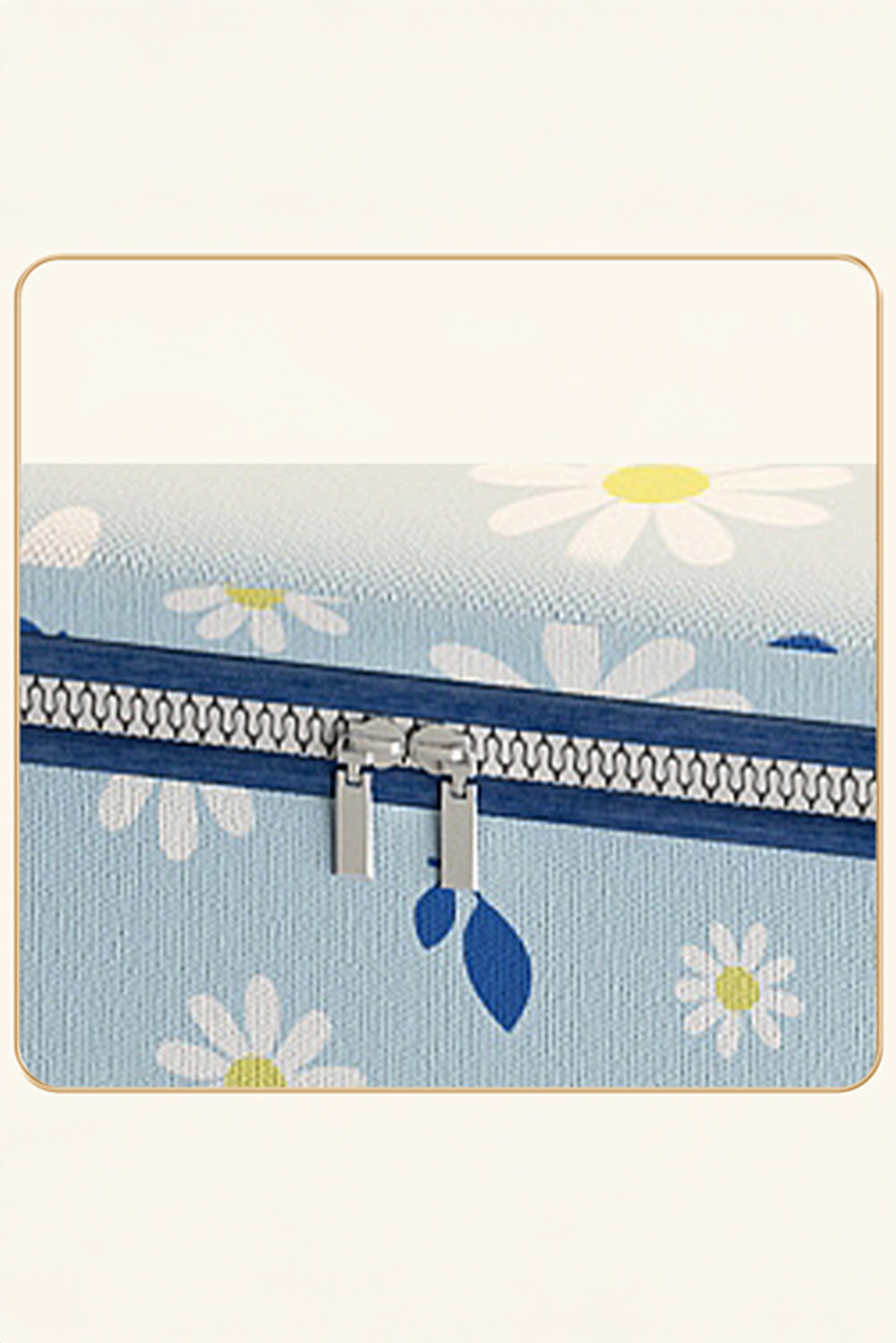 White Daisy Print Nonwovens Wardrobe Large Storage Bag with Lid