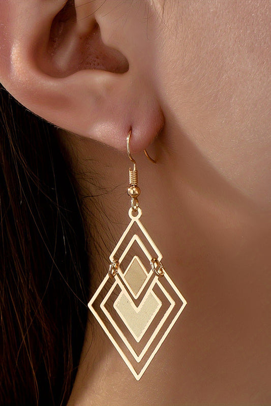 Gold Vintage Geometric Plated Alloy Dangle Earrings
