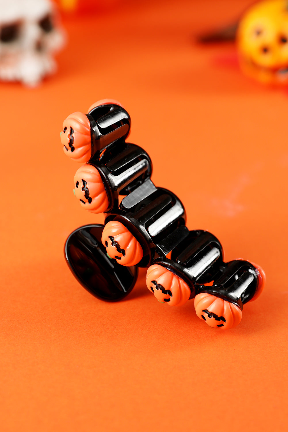 Russet Orange Halloween Pumpkin Design Acrylic Hair Claw Clip