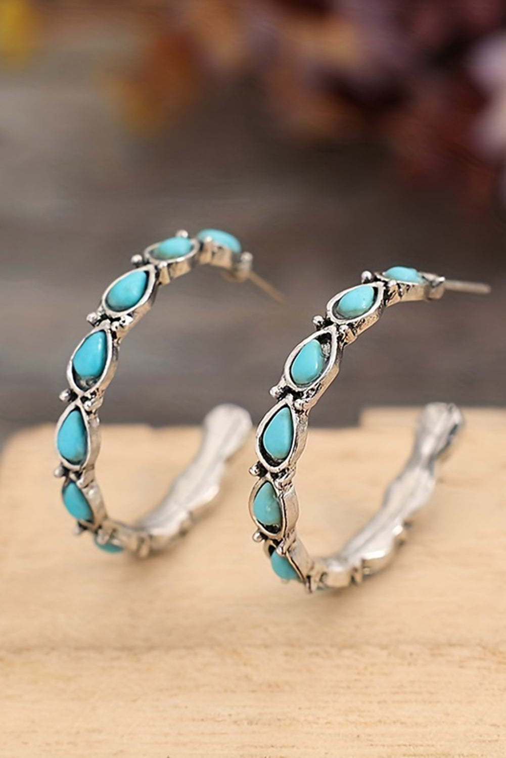 Turquoise Boho Turquoise Decor C-shape Stud Earrings