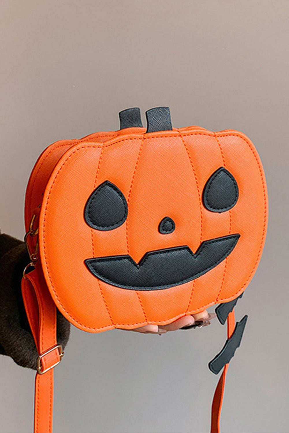 Carrot Devilish Halloween Pumpkin PU Leather Stitched Shoulder Bag