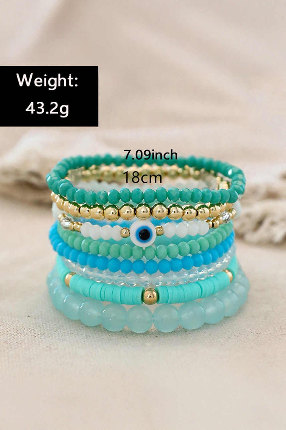 Aruba Blue Multi Layered Beaded Bracelet Set