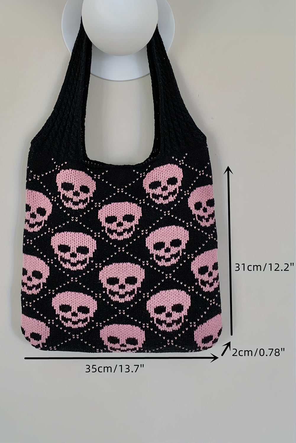 Black Halloween Skull Knitted Shoulder Bag