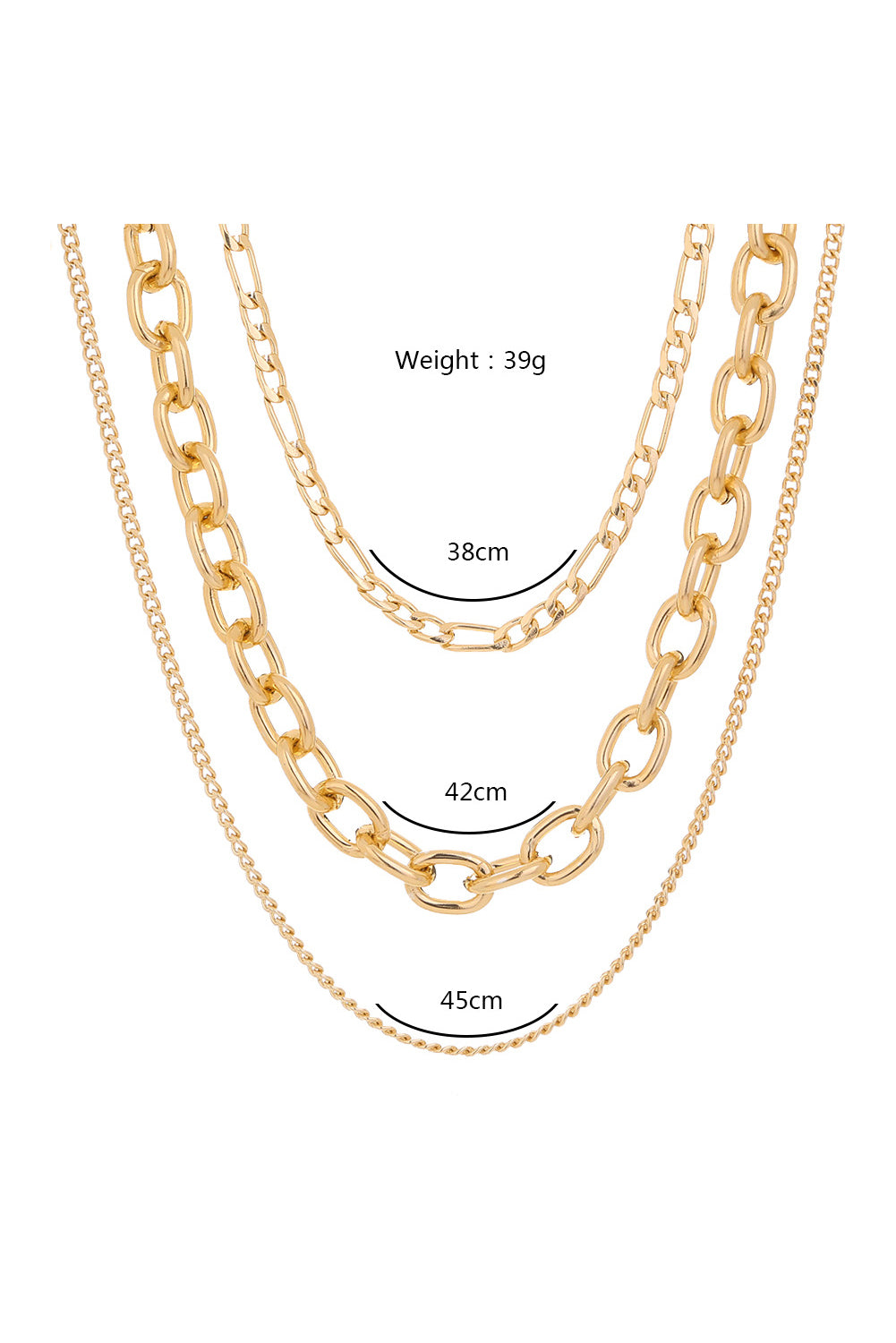 Gold Plated Chain 3pcs Necklace Set