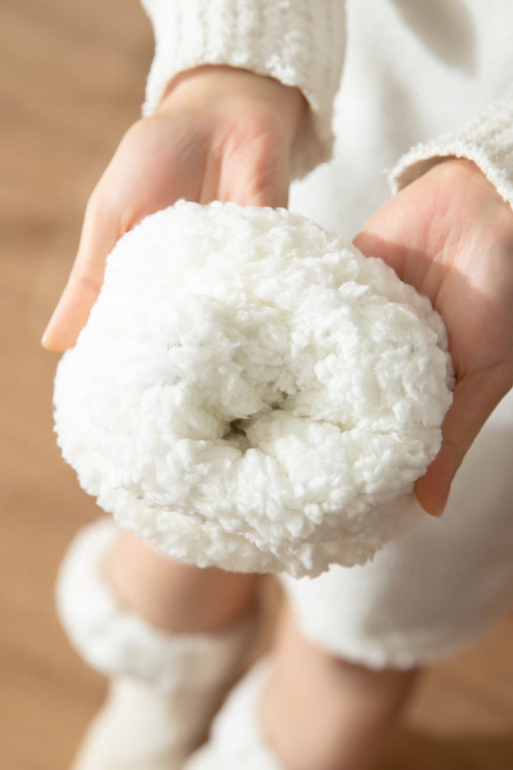 Fiery Red Geometric Heart Pattern Knit Fuzzy Cuff Christmas Knee High Socks