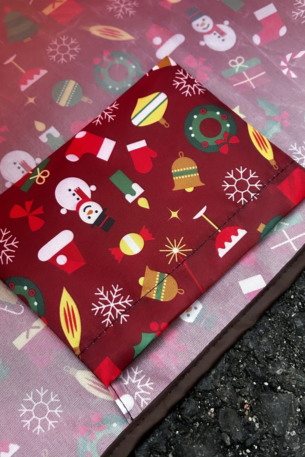 Fiery Red Large Foldable Christmas Holiday Reusable Oxford Bag
