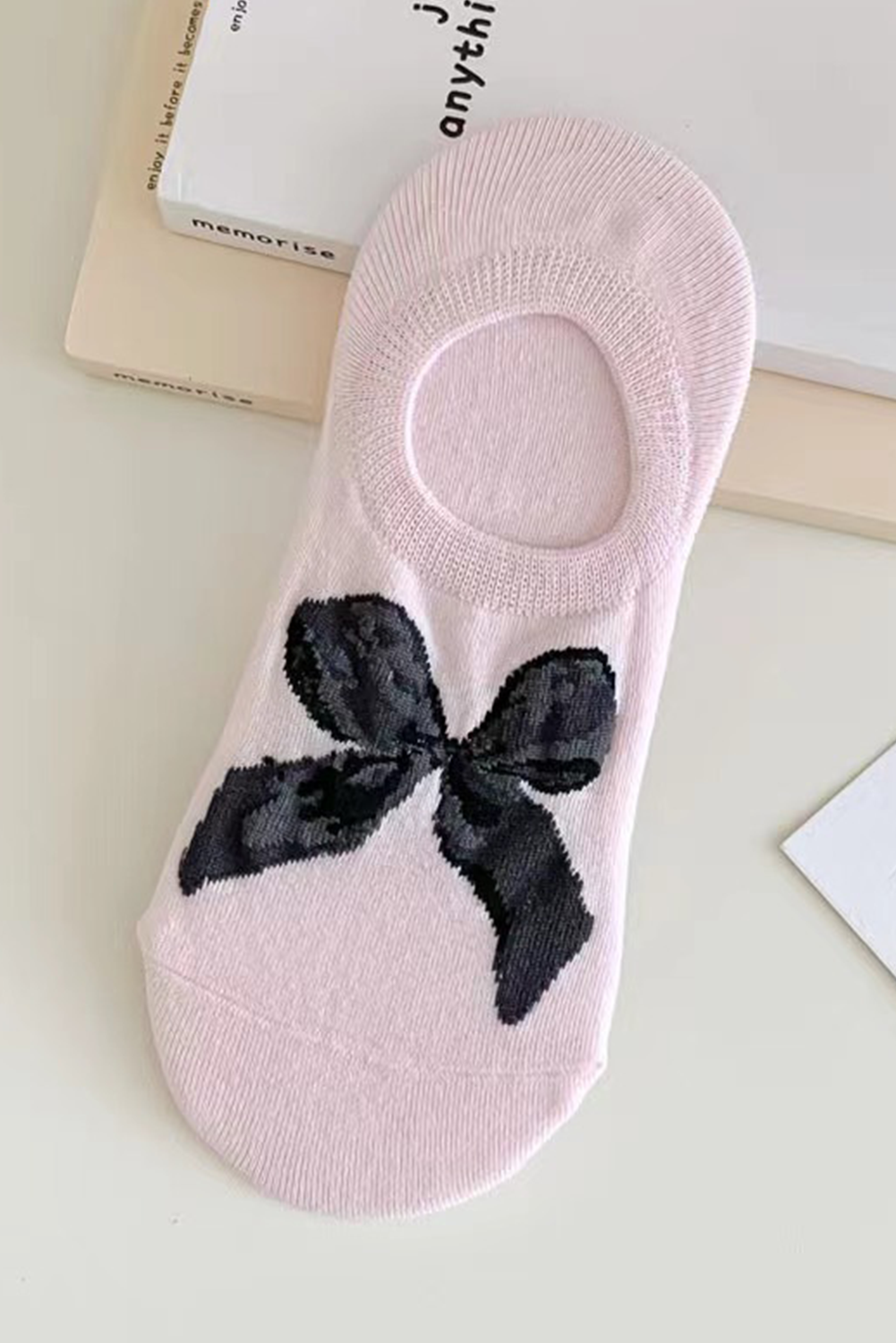 Pink Bow Knot Soft No Show Socks