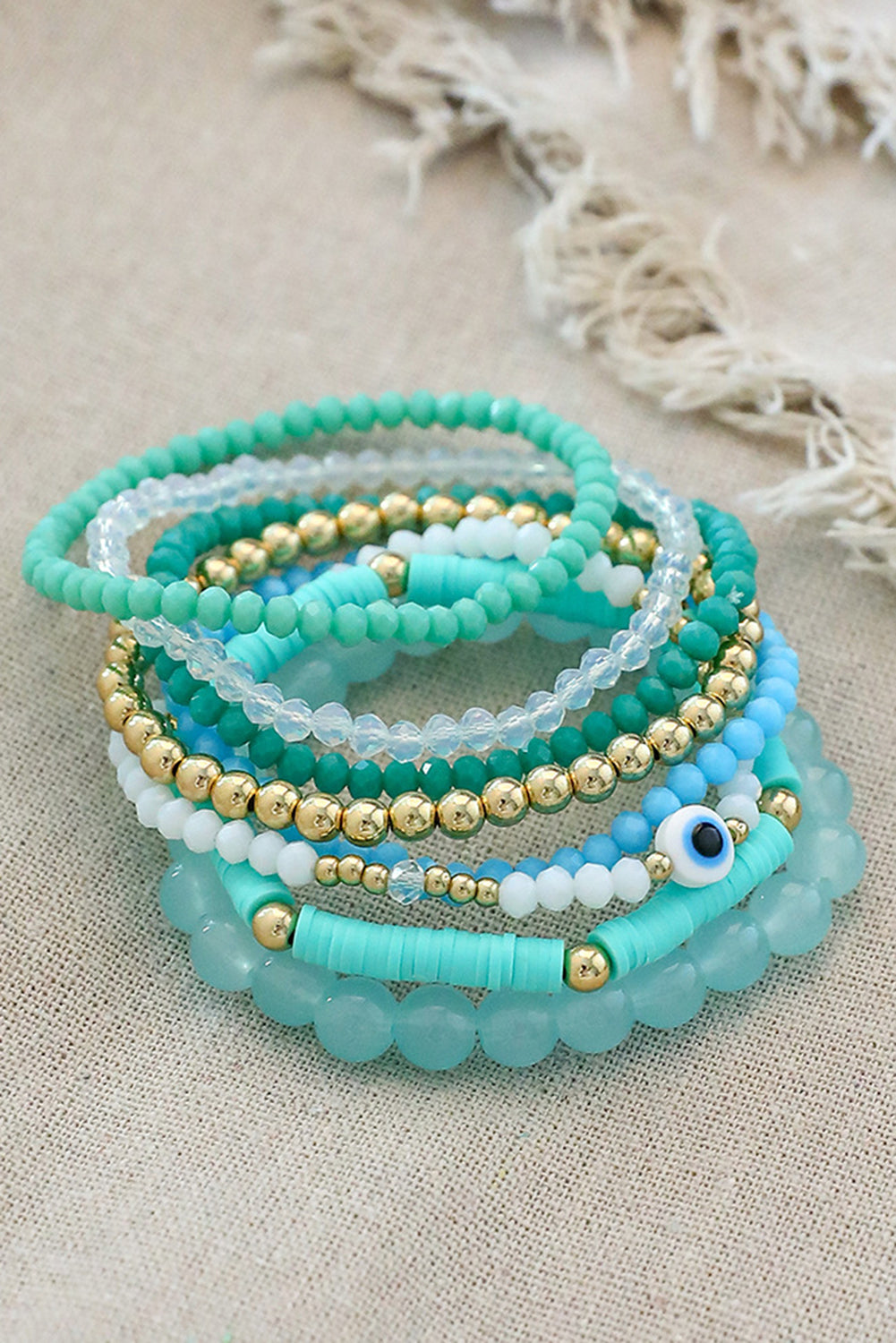 Aruba Blue Multi Layered Beaded Bracelet Set