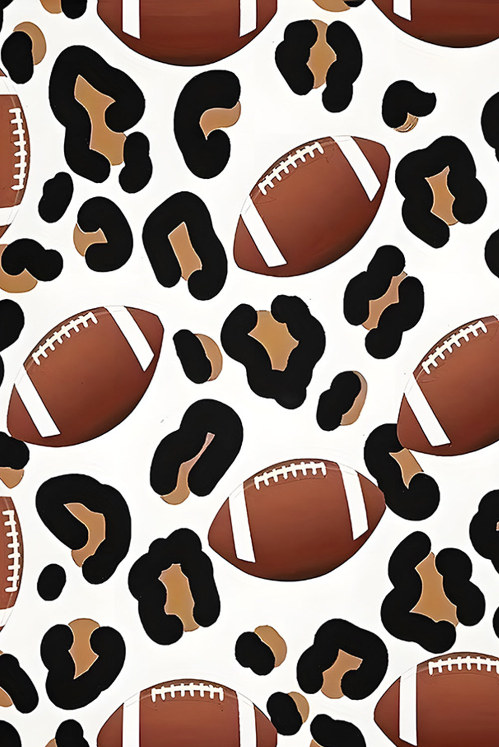 White Leopard & Rugby Football Print Flannel Blanket