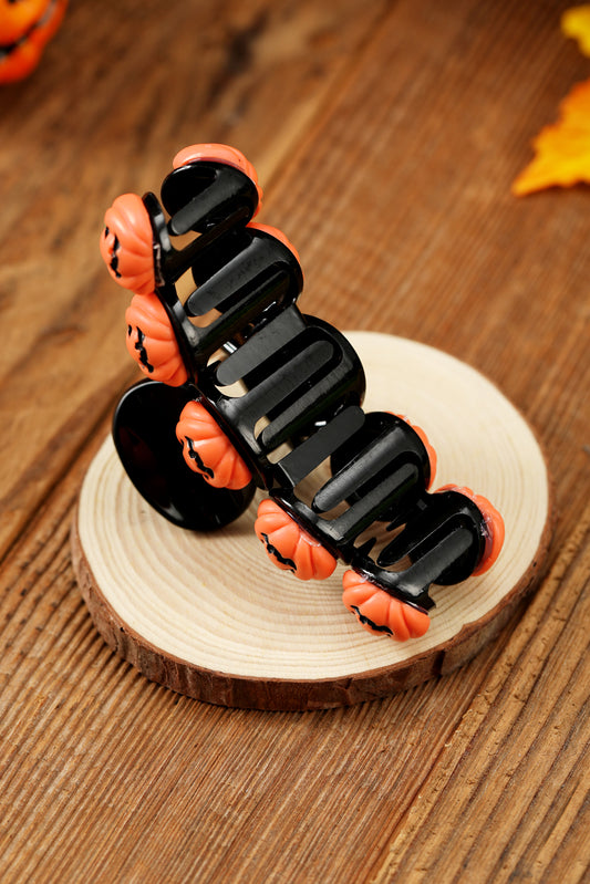 Russet Orange Halloween Pumpkin Design Acrylic Hair Claw Clip