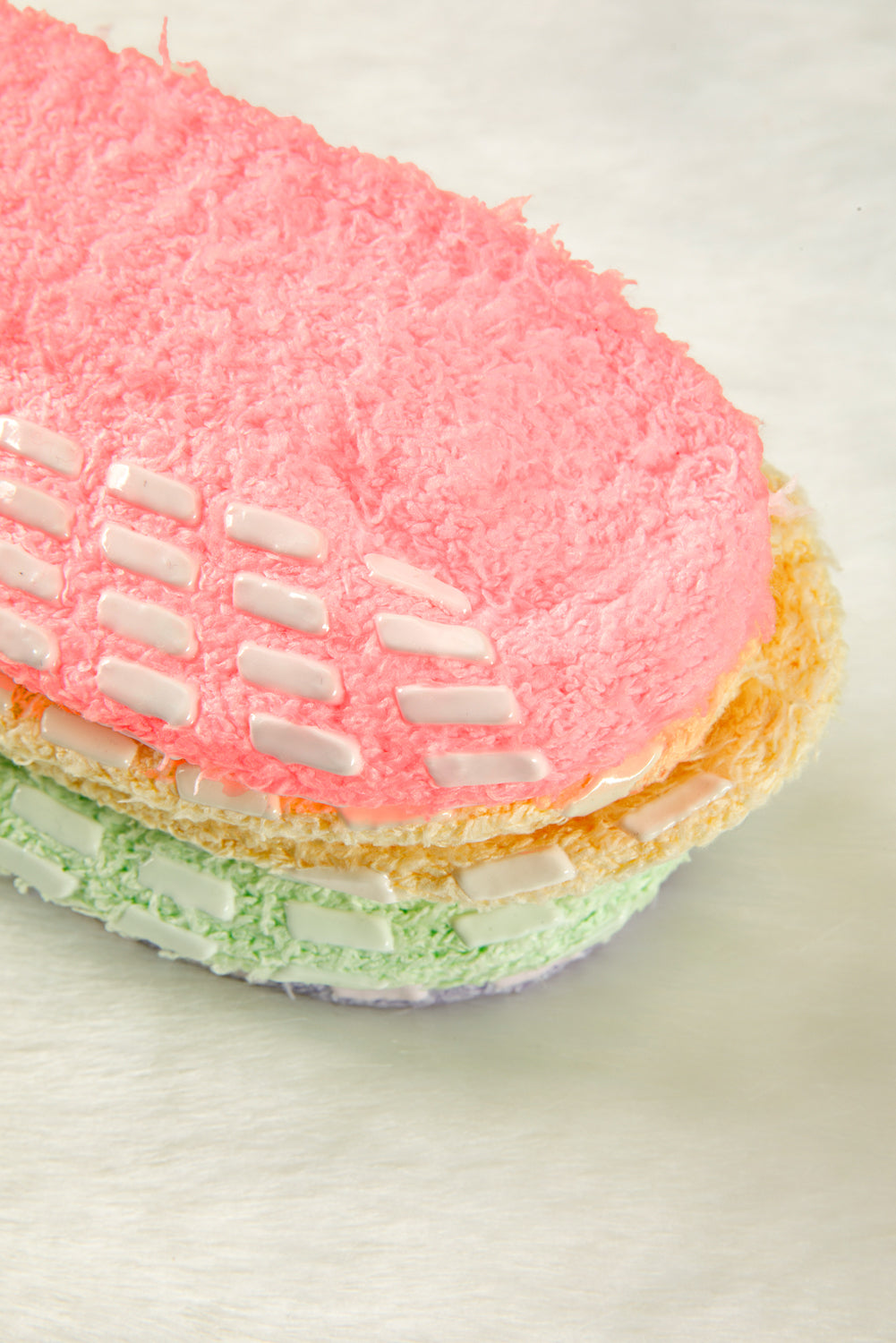 Pink 5 Pairs Anti Slip Plush Socks Different Color Each