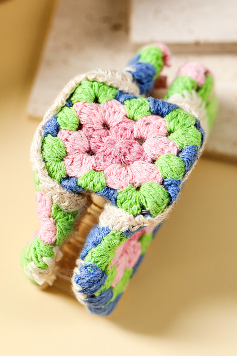 Dark Blue Flower Crochet Cover Hair Clawclip
