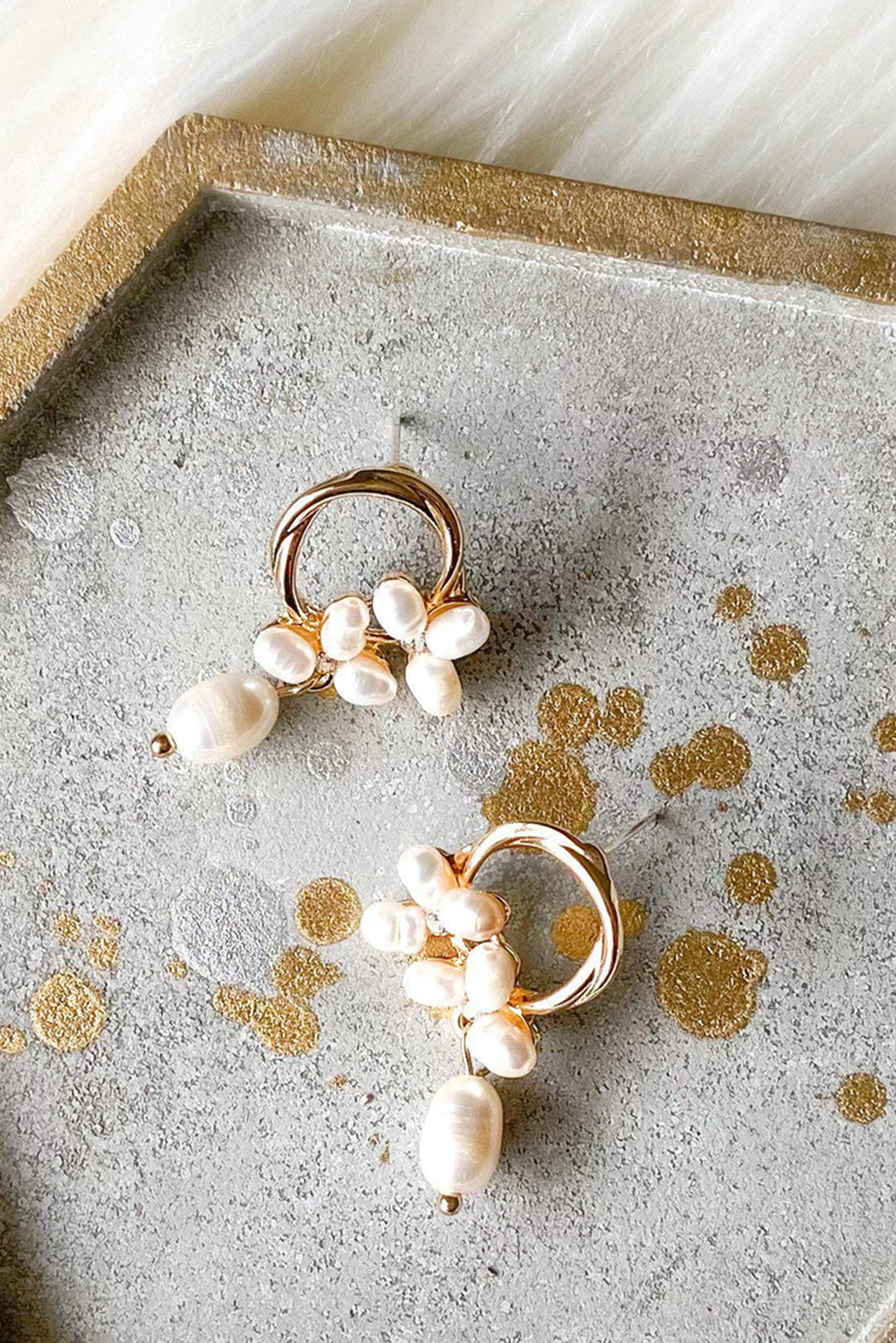 Gold Plated Hoop Pearl Casual Wear Stud Earring