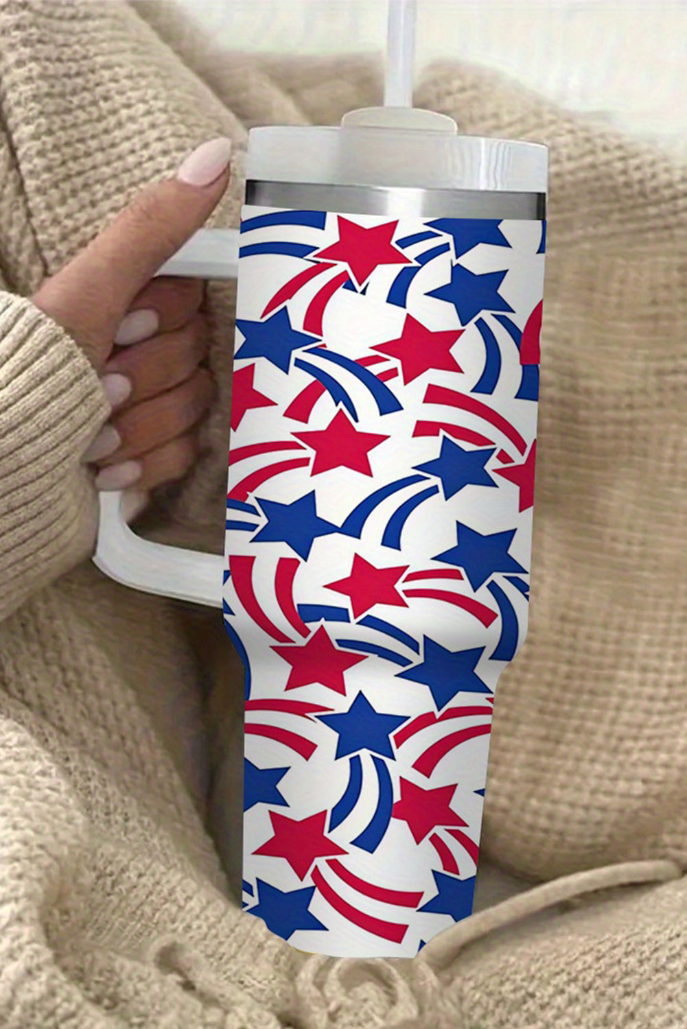 White American Stars Print Large Tumbler 40oz