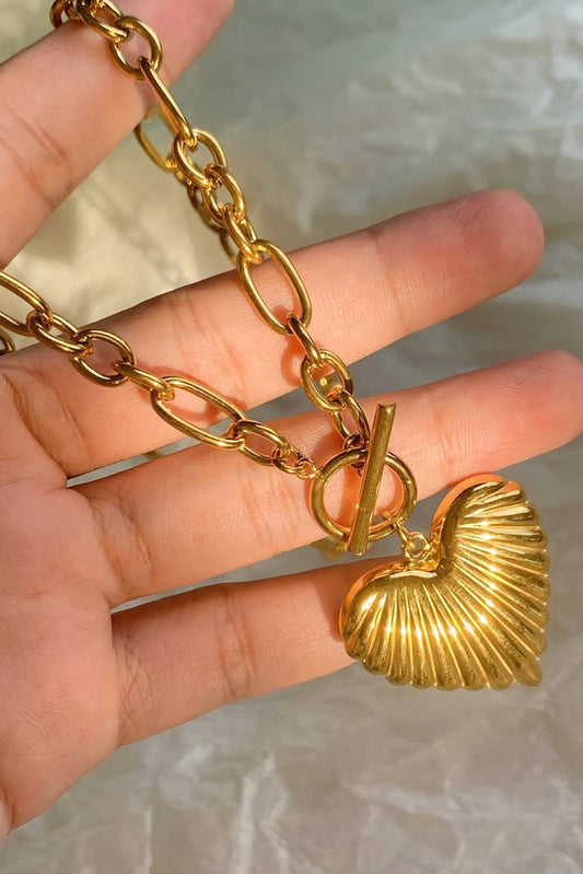 Gold Plated Chunky Heart Bohemian Necklace