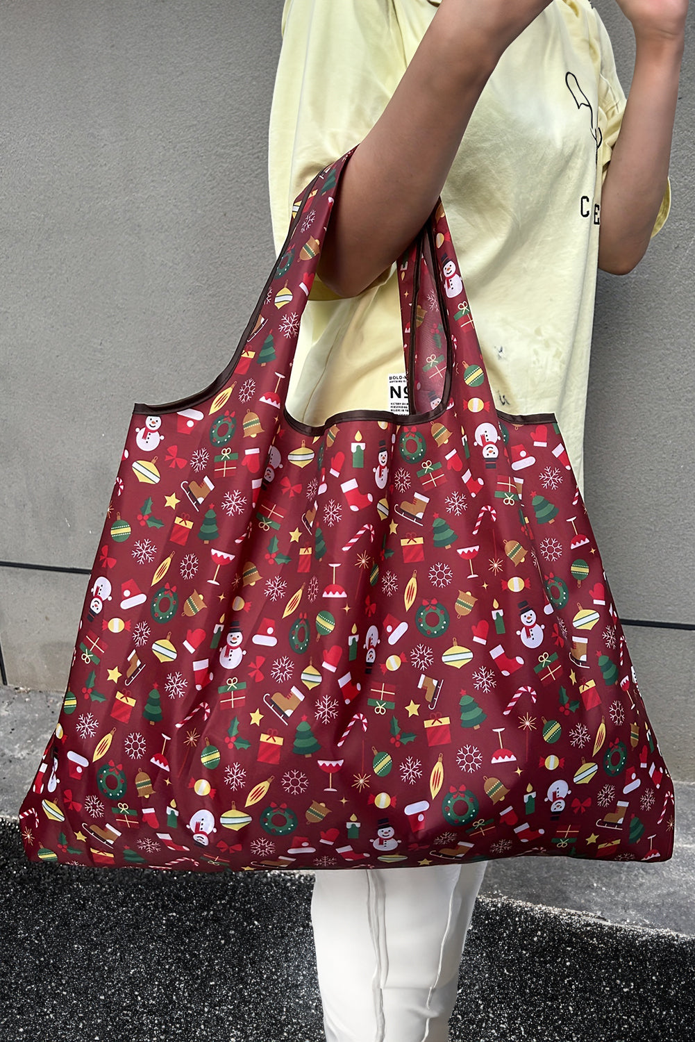Fiery Red Large Foldable Christmas Holiday Reusable Oxford Bag