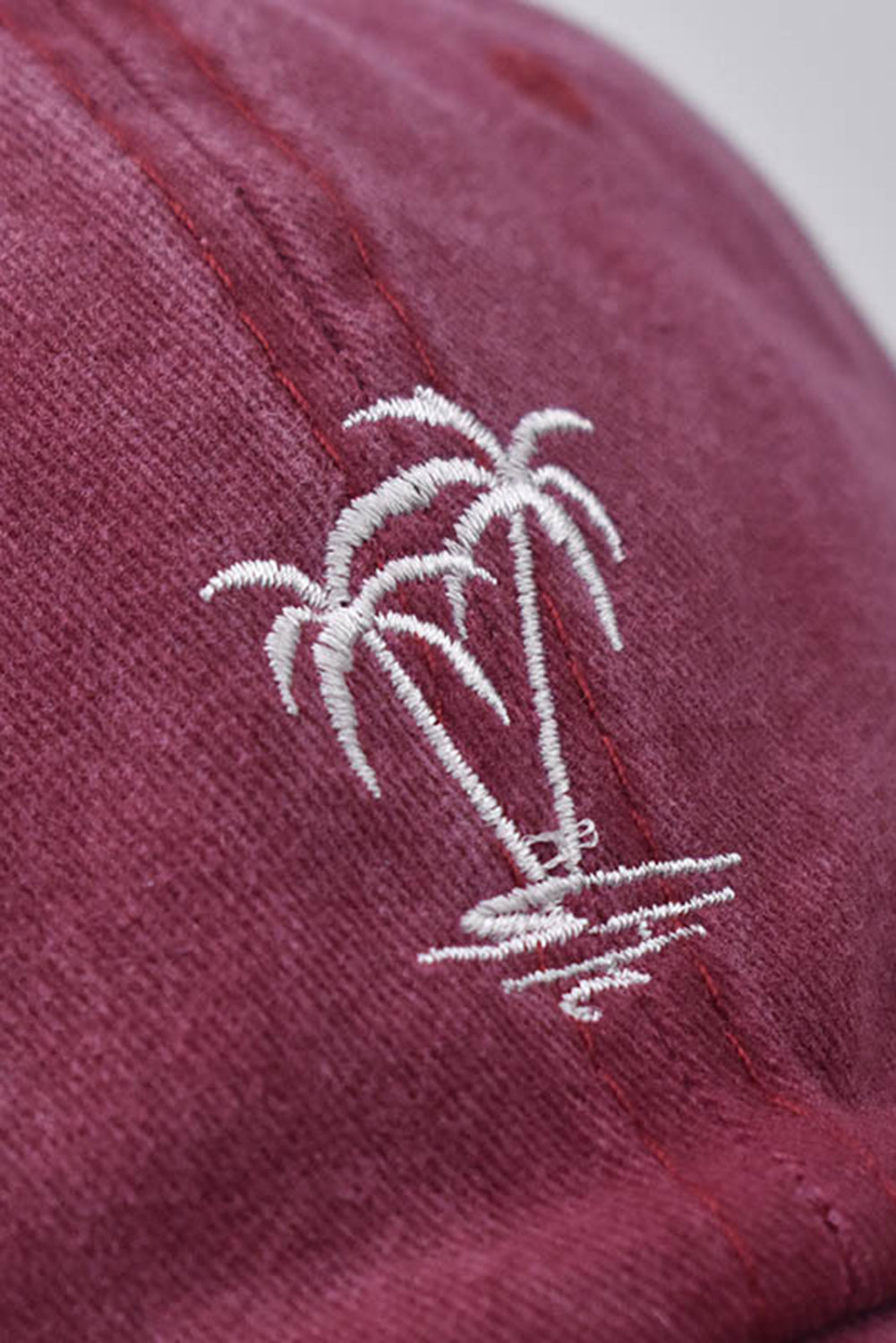 Wild Ginger Coconut Tree Embroidered Mineral Wash Adjustable Baseball Cap