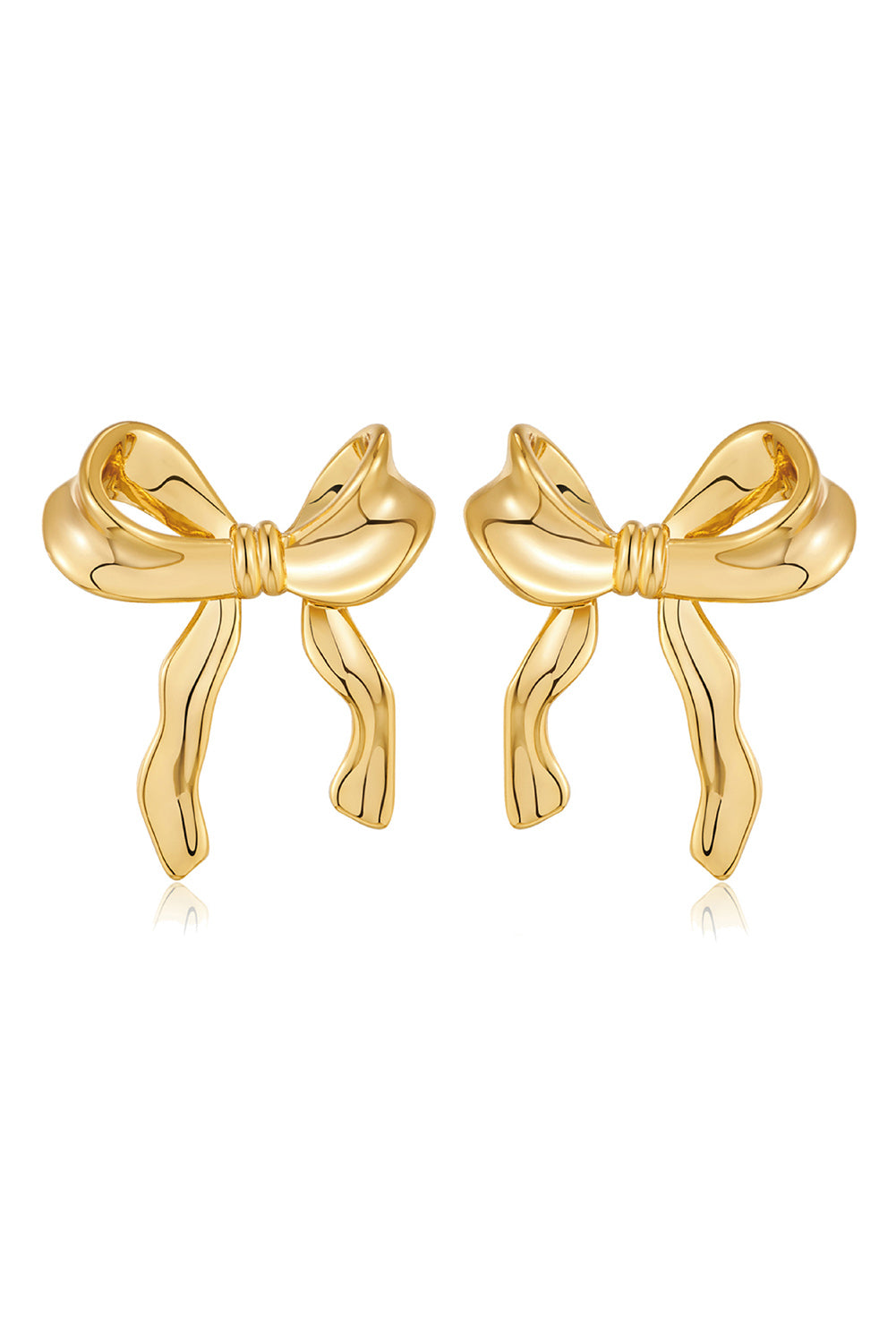 Gold Elegant Bow Design Plated Studded Earrings