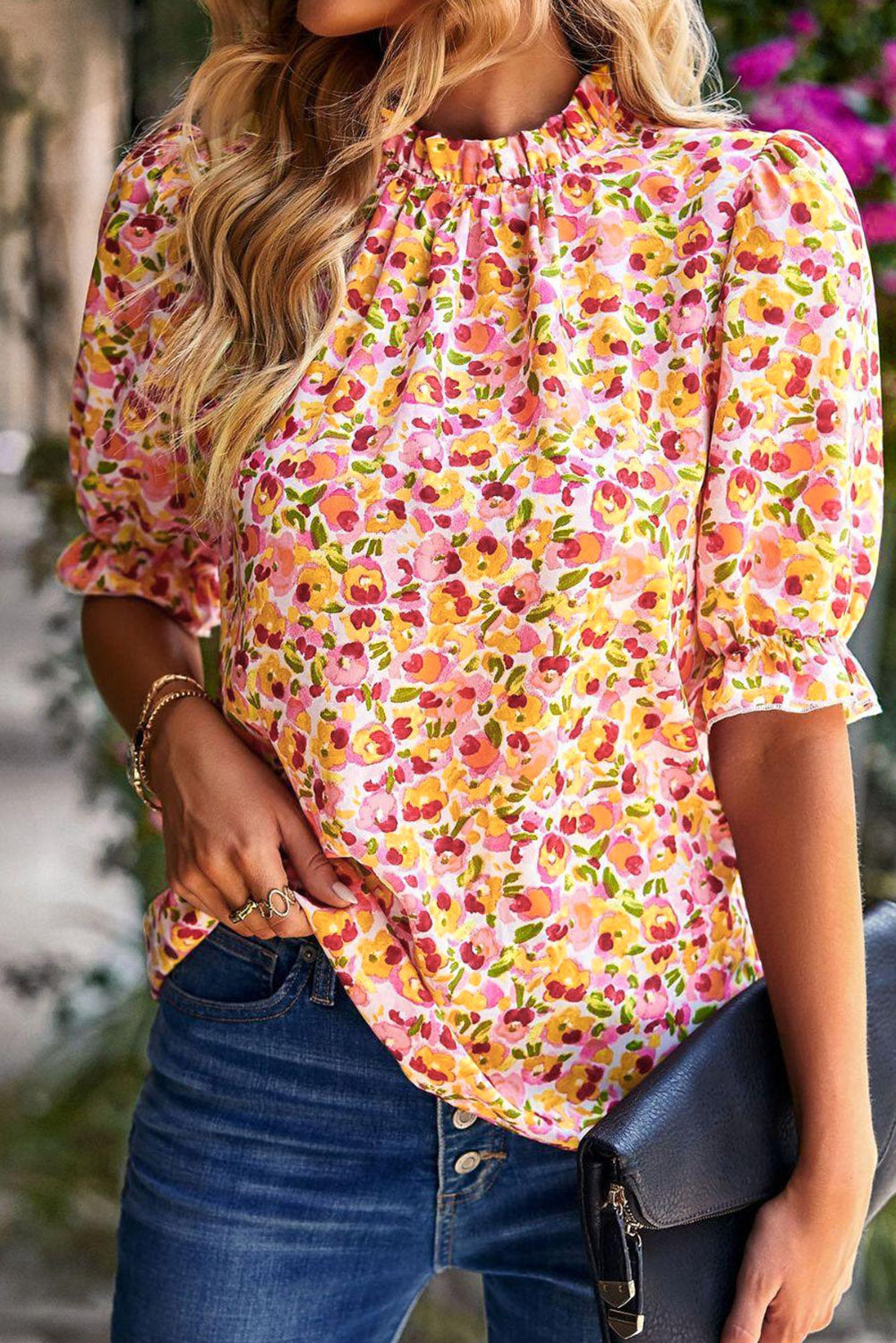 Boho Floral on sale Ruffle Blouse