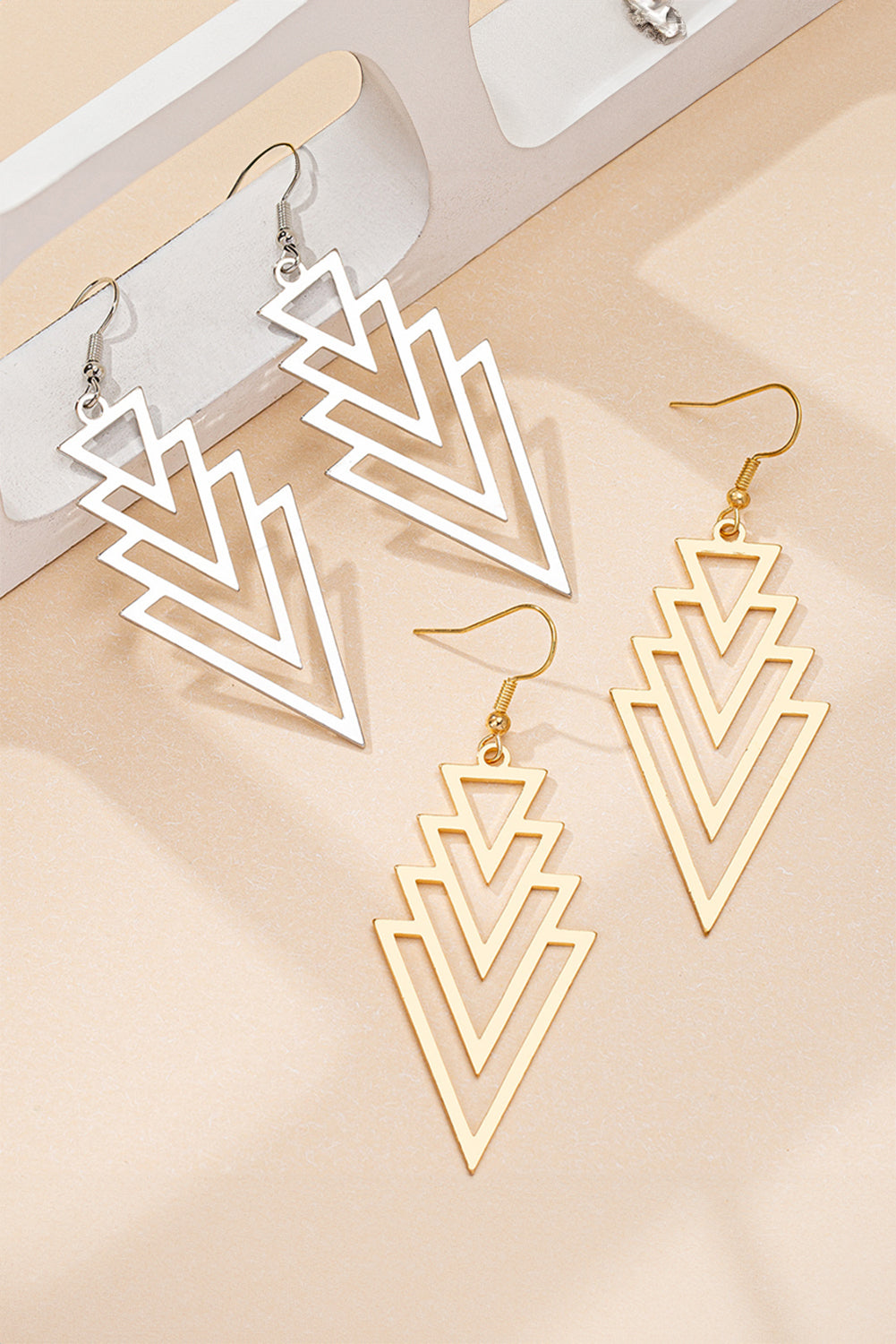 Gold Plated Alloy Geometric Dangle Earrings