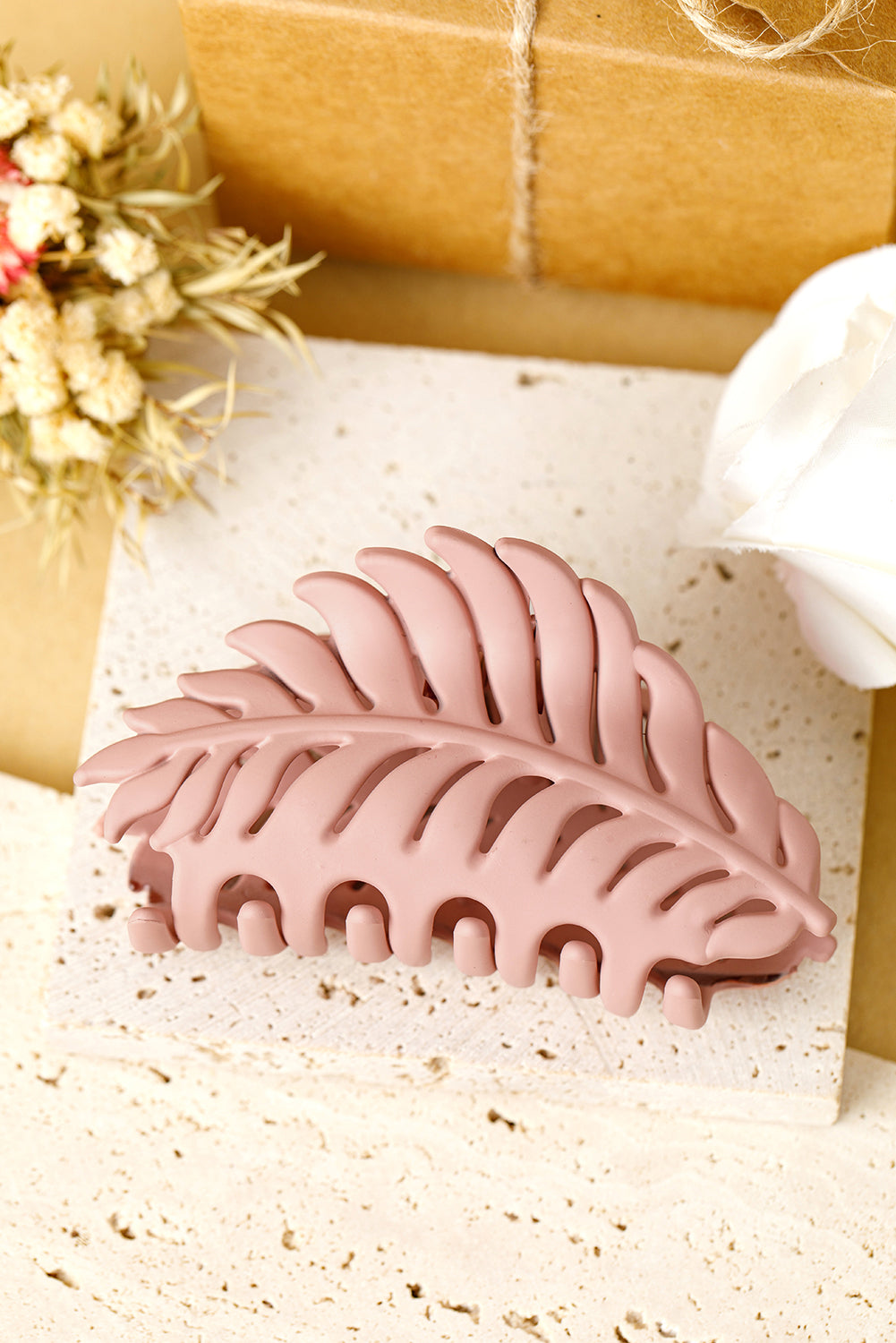 Light Pink Trendy Big Leaf Hair Claw Clip