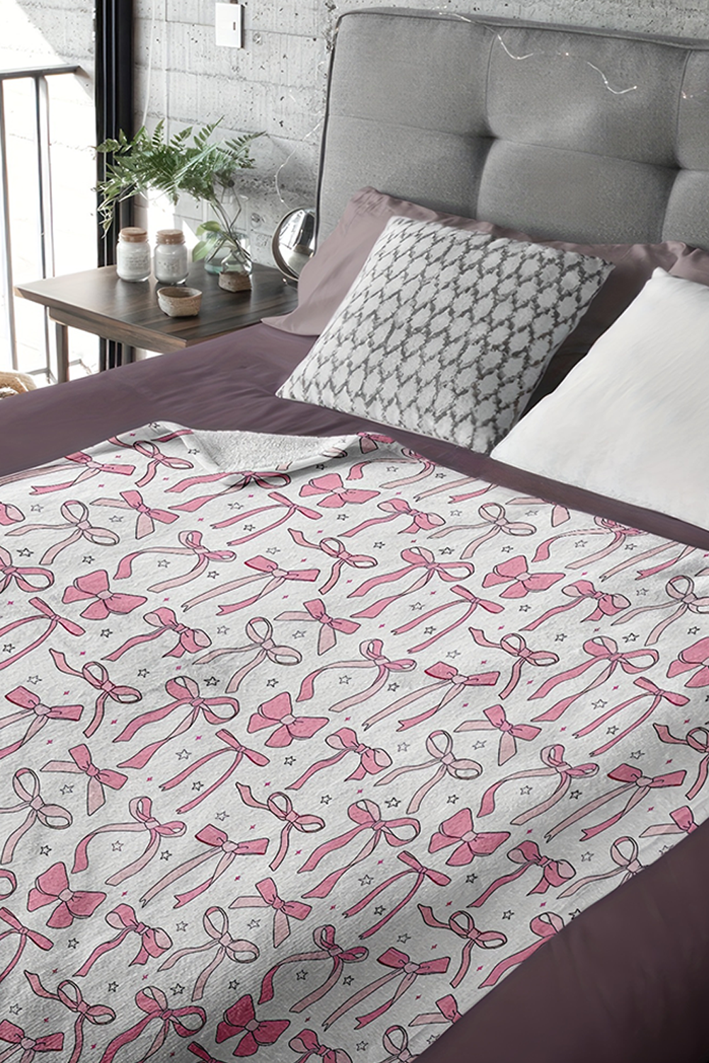 Pink Sweet Bows Print Large Sofa Blanket