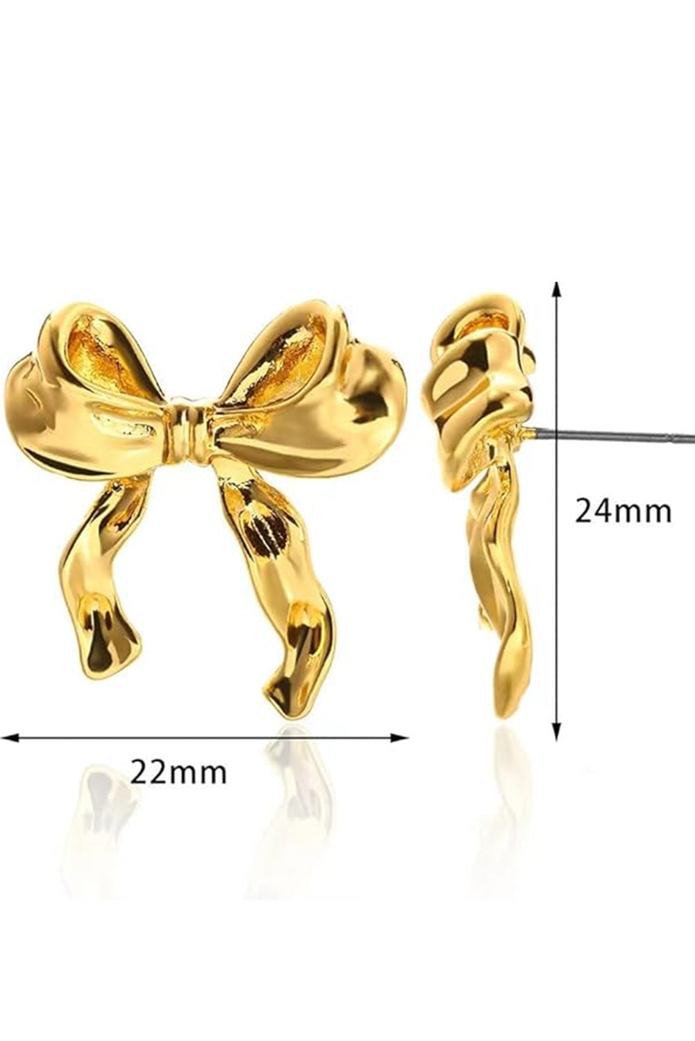 Gold Elegant Bow Design Plated Studded Earrings