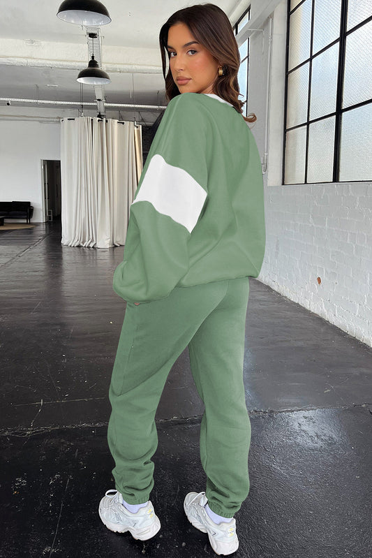 Clearly Aqua Drop Shoulder Loose Sweatshirt and Joggers Active Set