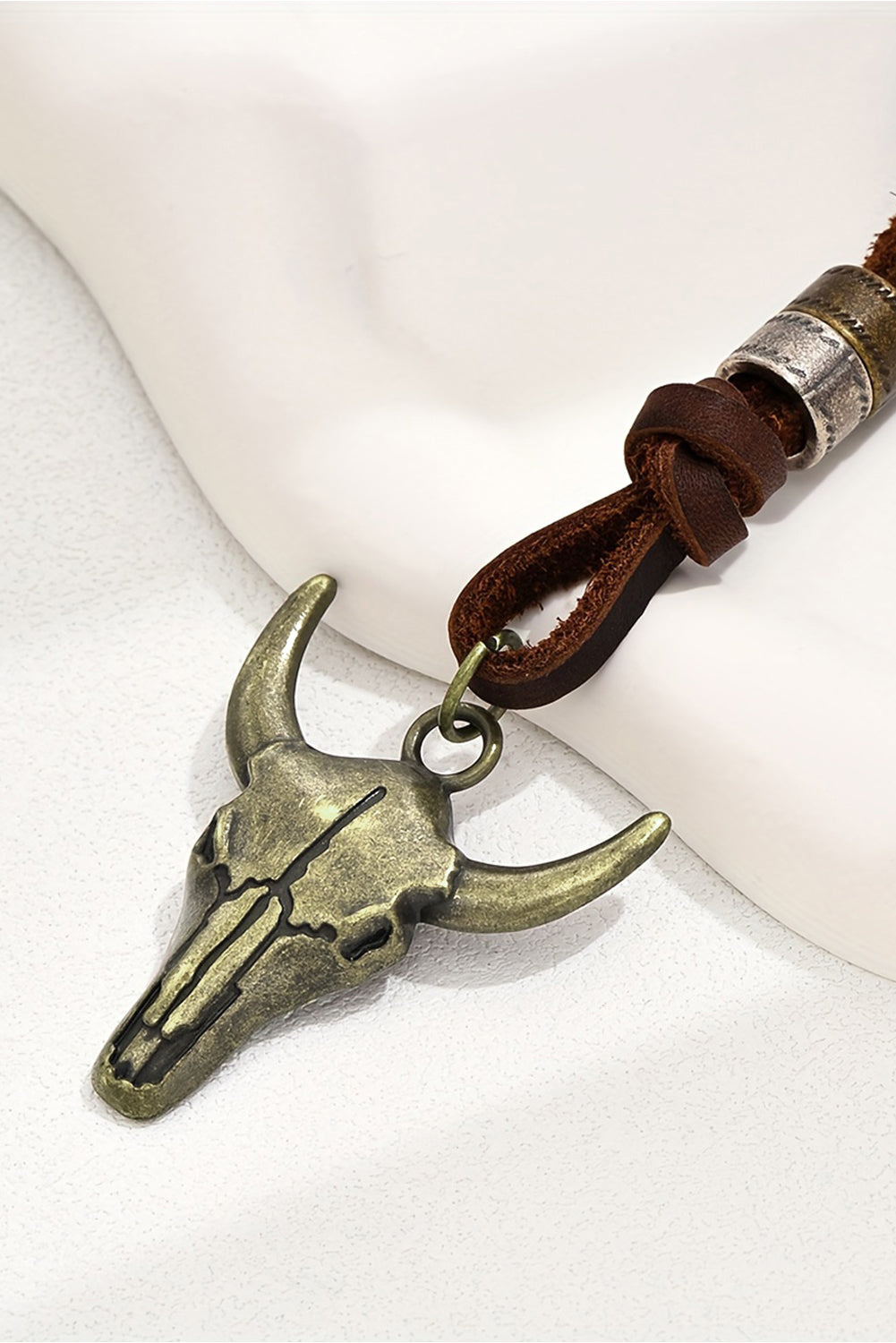 Coffee Western Steer Head Pendant Necklace