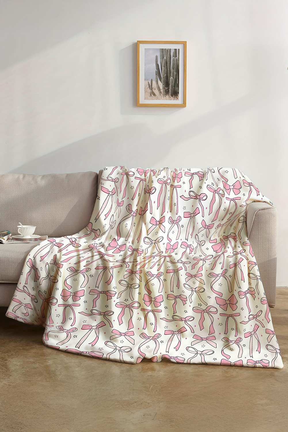 Pink Sweet Bows Print Large Sofa Blanket