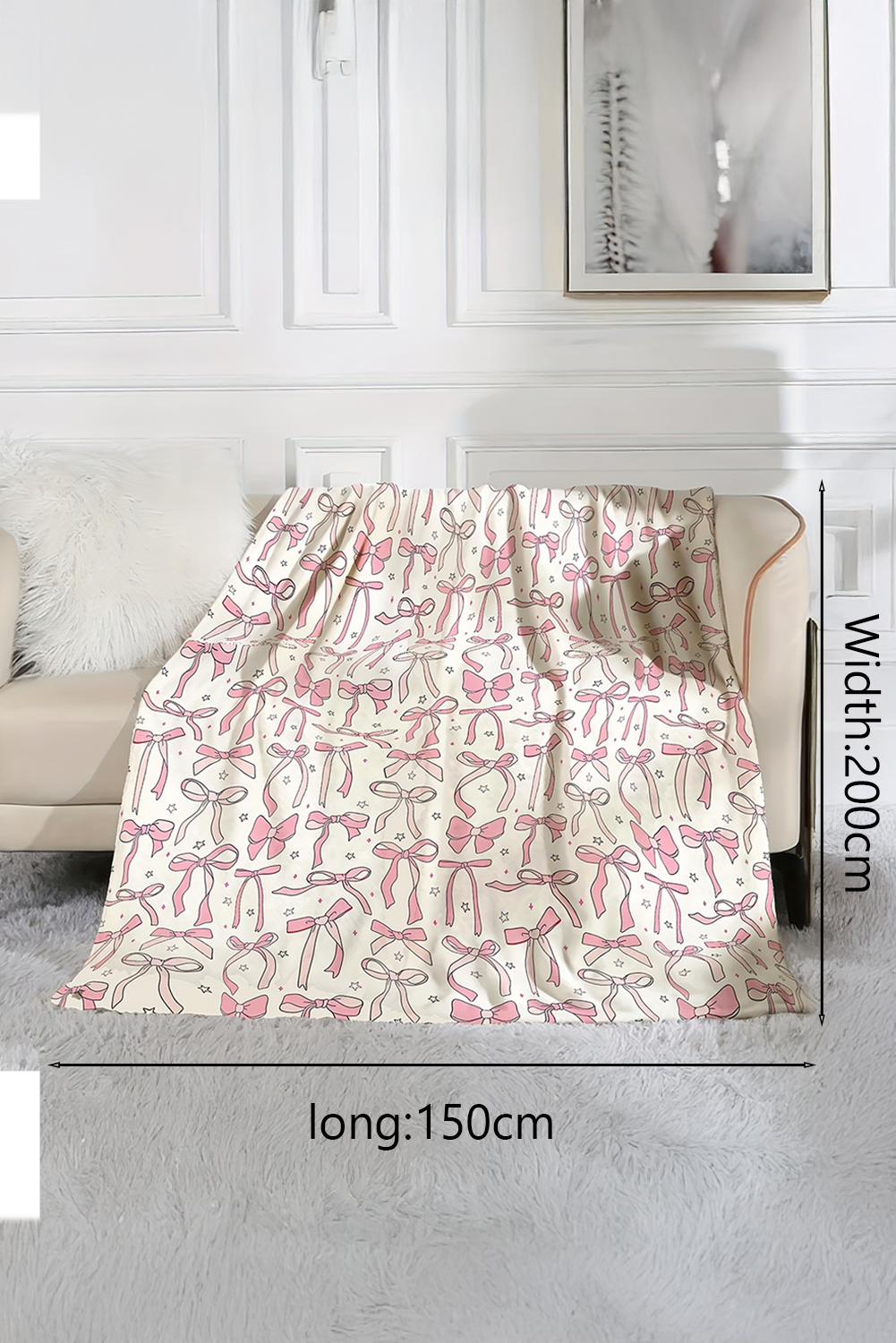 Pink Sweet Bows Print Large Sofa Blanket