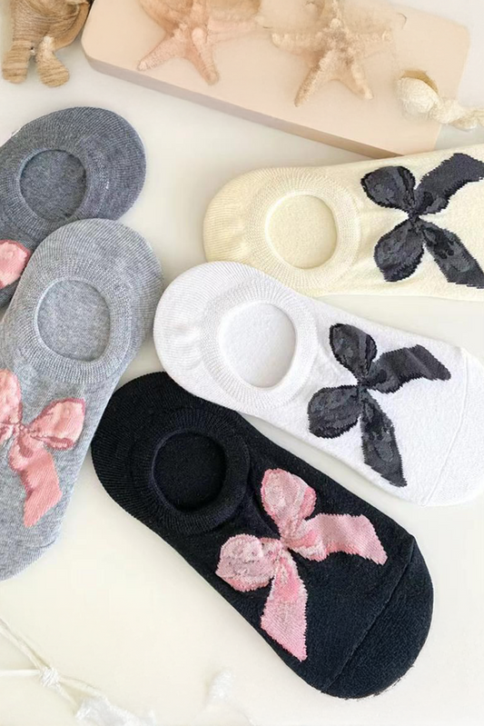 Black Bow Knot Soft No Show Socks