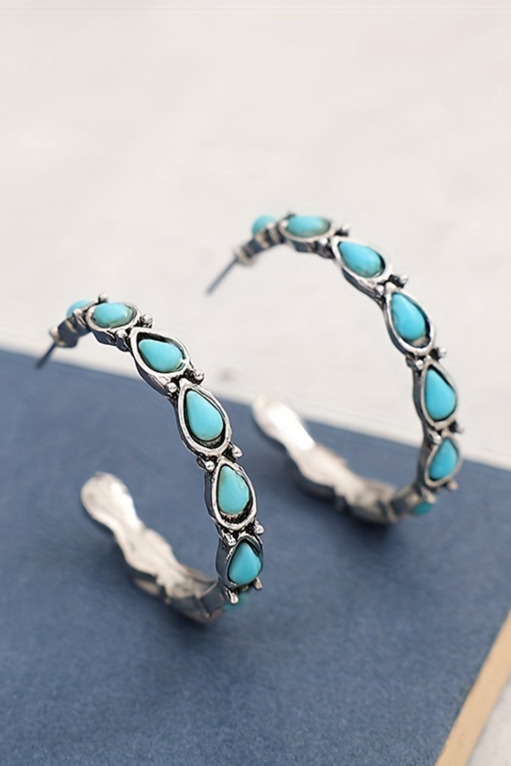 Turquoise Boho Turquoise Decor C-shape Stud Earrings
